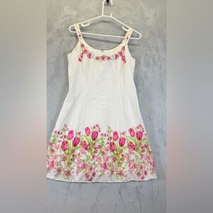 K Petite Colletction Dress Size 12p Embroidered Floral Lined Summer spring
